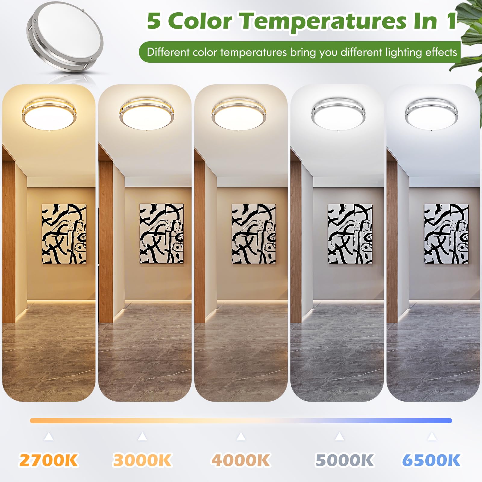GoBright 16-inch LED with five color temperatures for flexible ambience.