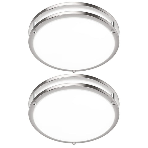 GoBright 2-pack 12-inch flush mount ceiling light with clean, modern look.