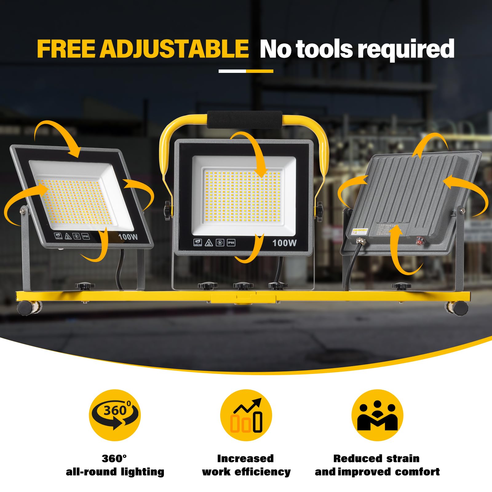 GoBright 360-degree rotation heads offer full coverage in any workspace.