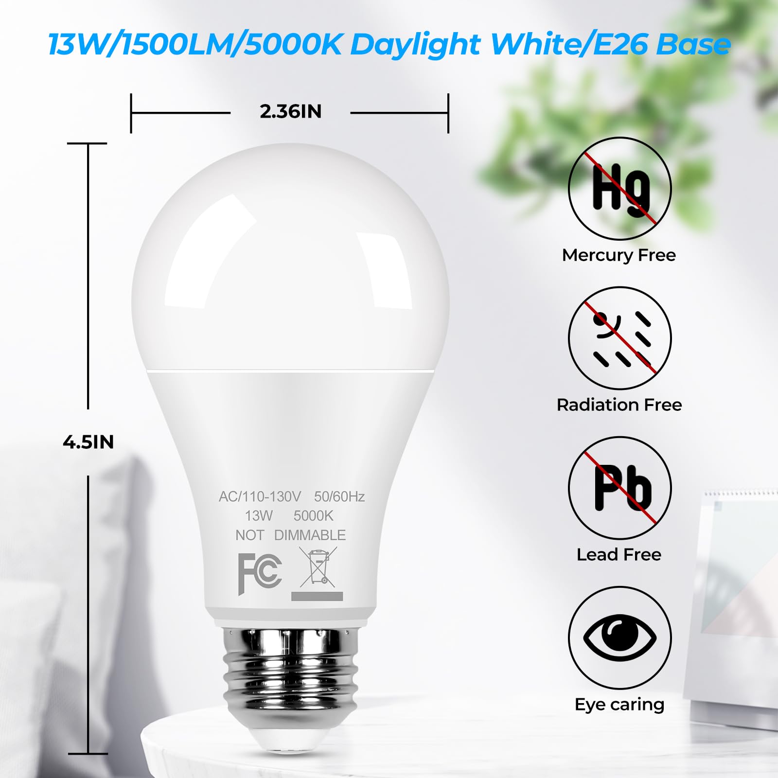 GoBright A19 LED bulb close-up showing glass and brightness