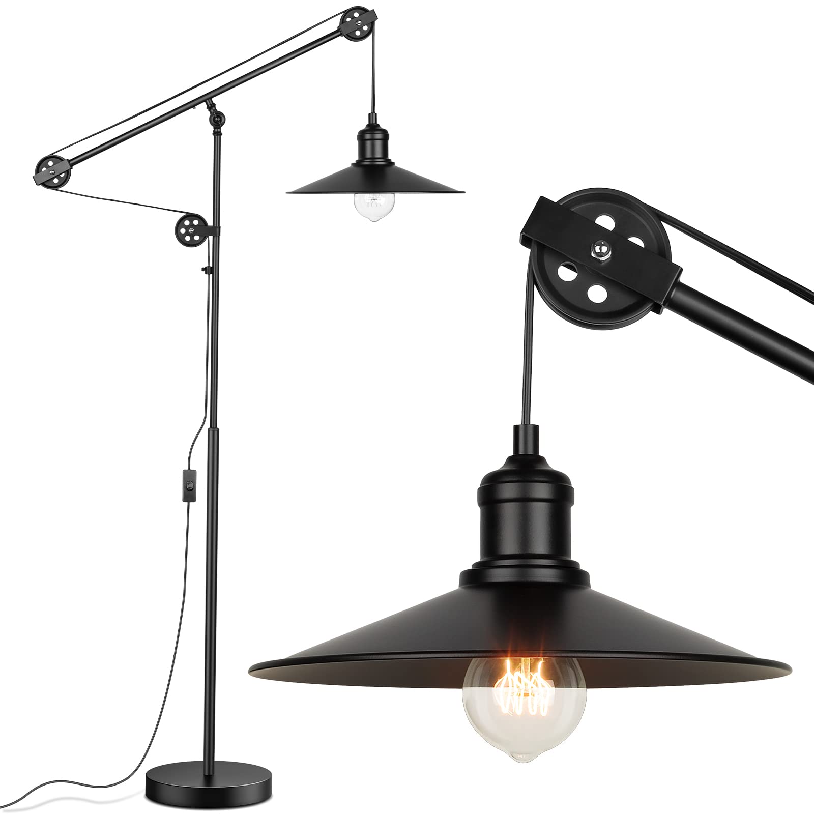 GoBright adjustable pulley floor lamp overview adds stylish ambient light