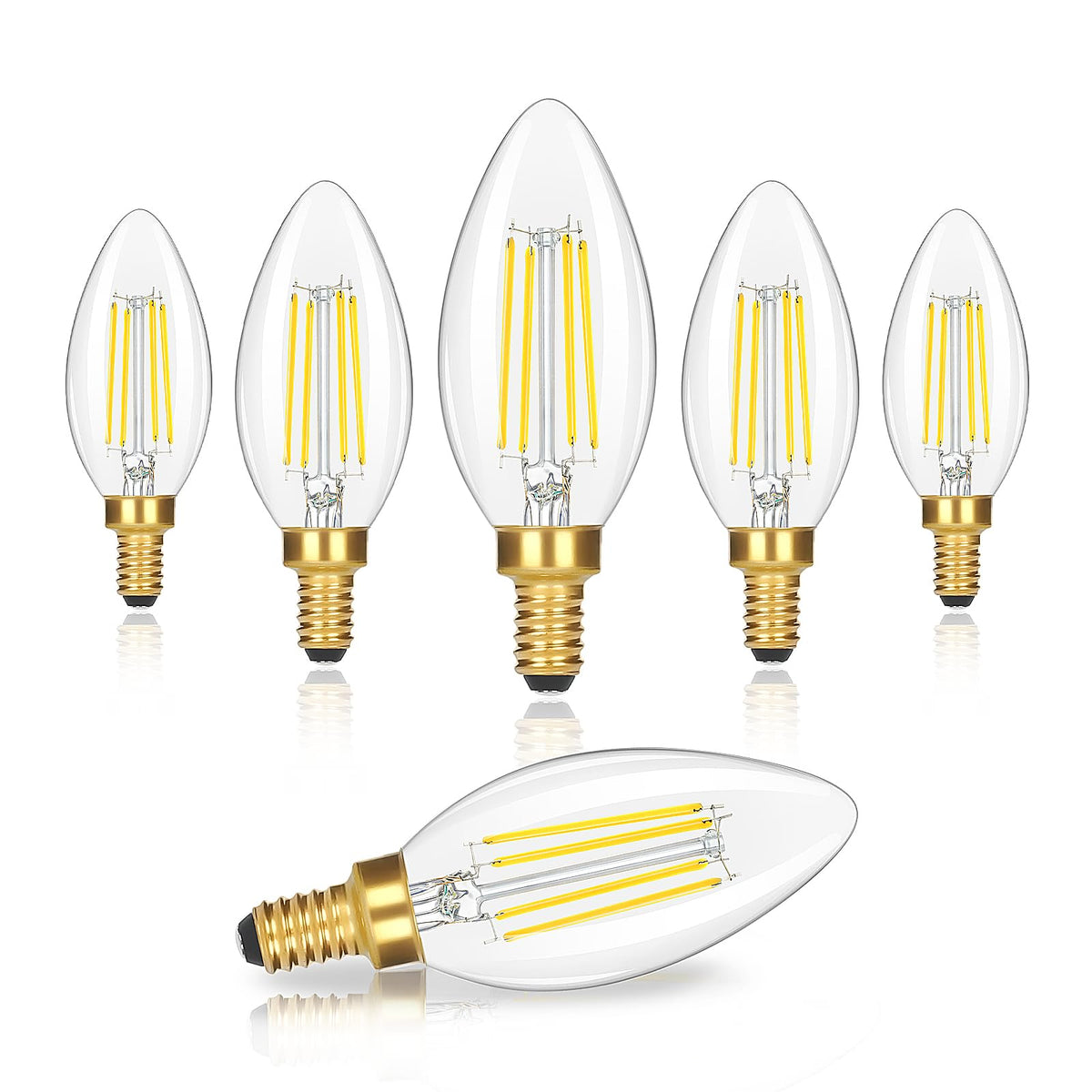 GoBright dimmable E12 candle bulb with vintage clear glass for elegant fixtures