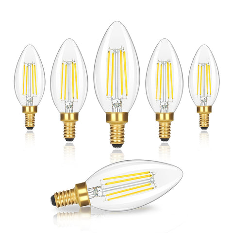 GoBright dimmable E12 candle bulb with vintage clear glass for elegant fixtures