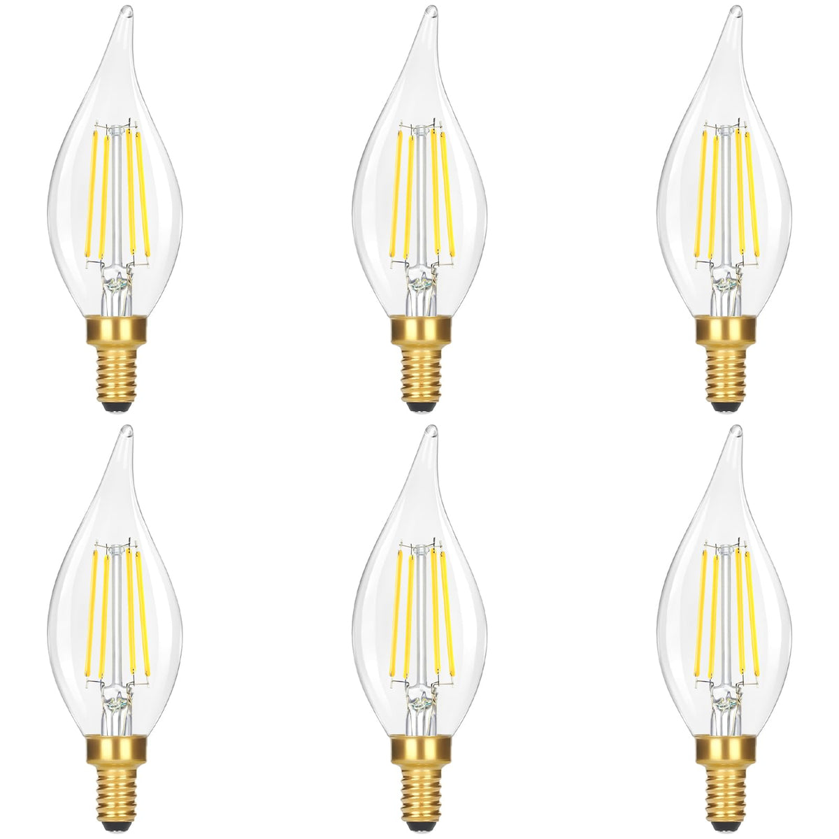 GoBright flame-tip dimmable E12 bulb closeup for elegant chandeliers