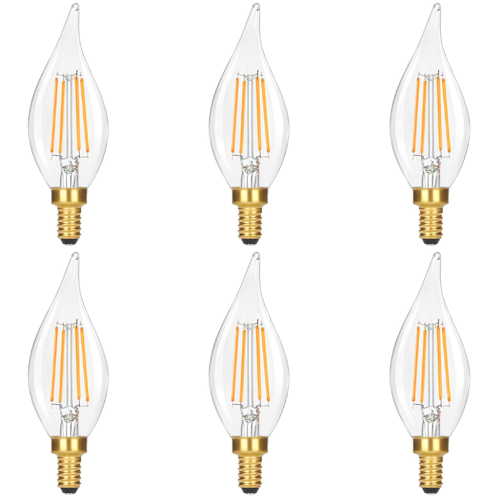 GoBright flame-tip dimmable LED candle bulb enhances chandeliers with elegant mood lighting.