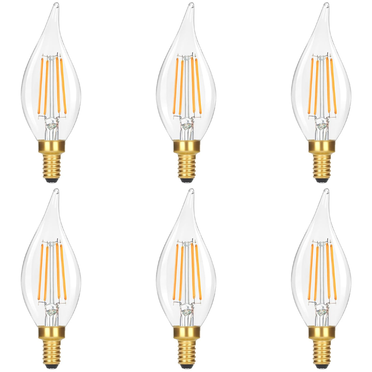 GoBright flame-tip dimmable LED candle bulb enhances chandeliers with elegant mood lighting.