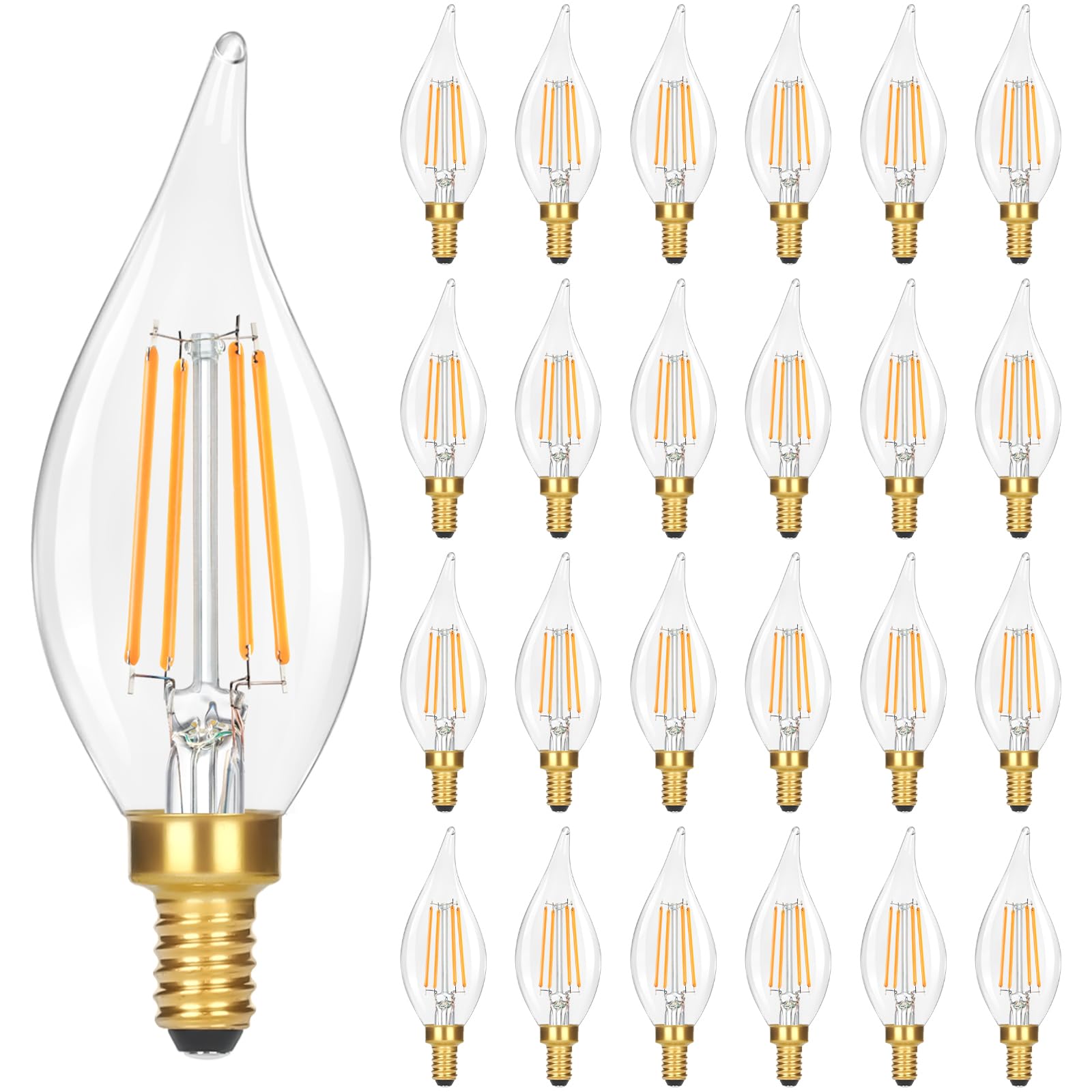 GoBright flame-tip LED candle bulb for elegant chandeliers with dimmable control