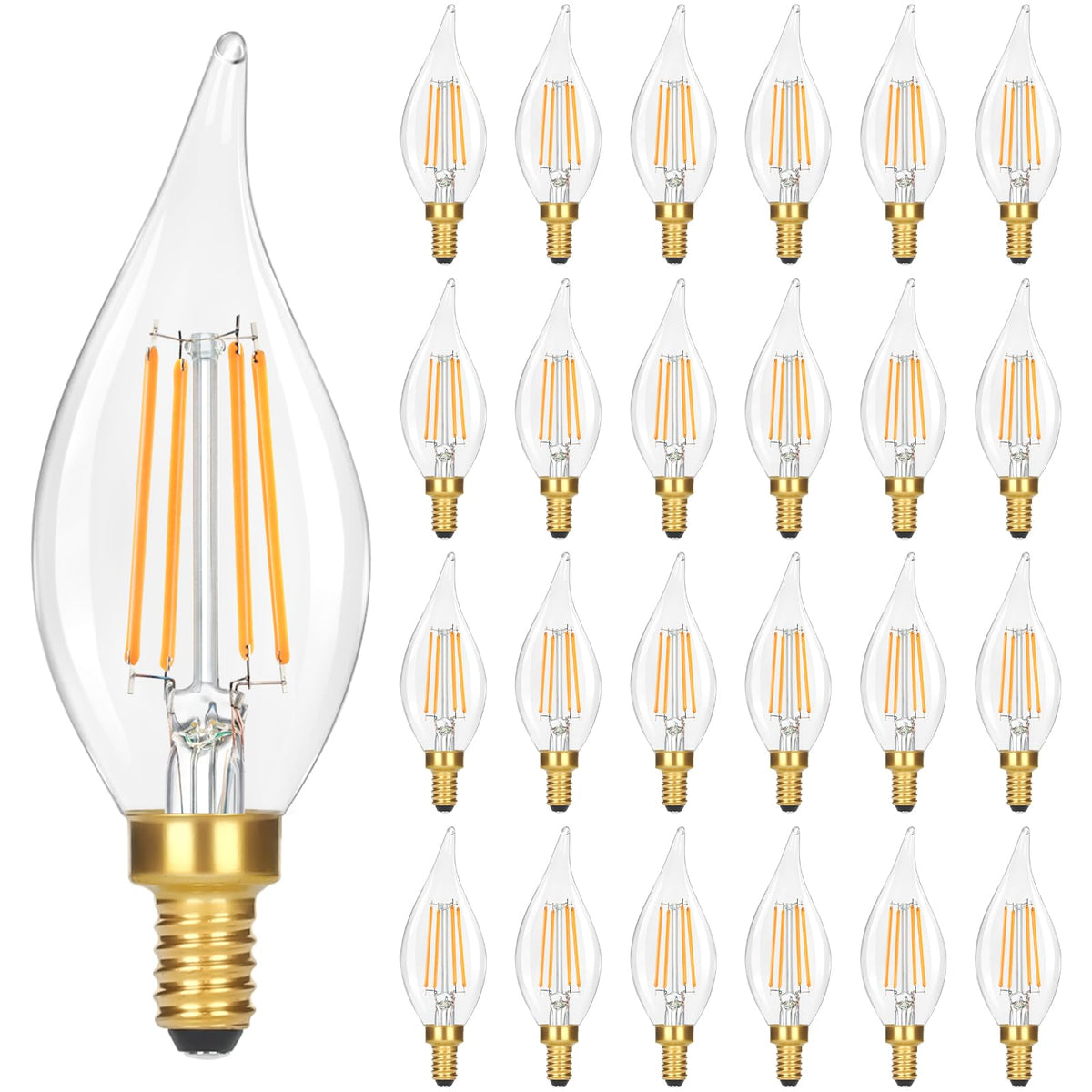 GoBright flame-tip LED candle bulb for elegant chandeliers with dimmable control