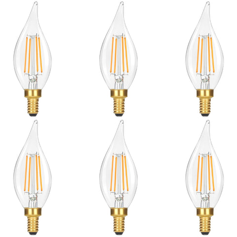 GoBright flame-tip dimmable LED candle bulb enhances chandeliers with elegant mood lighting.