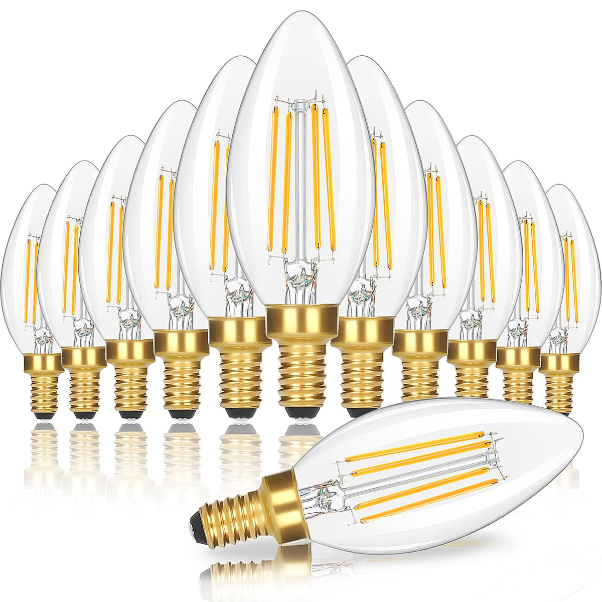 GoBright dimmable candle bulb with clear glass enhances vintage chandeliers.