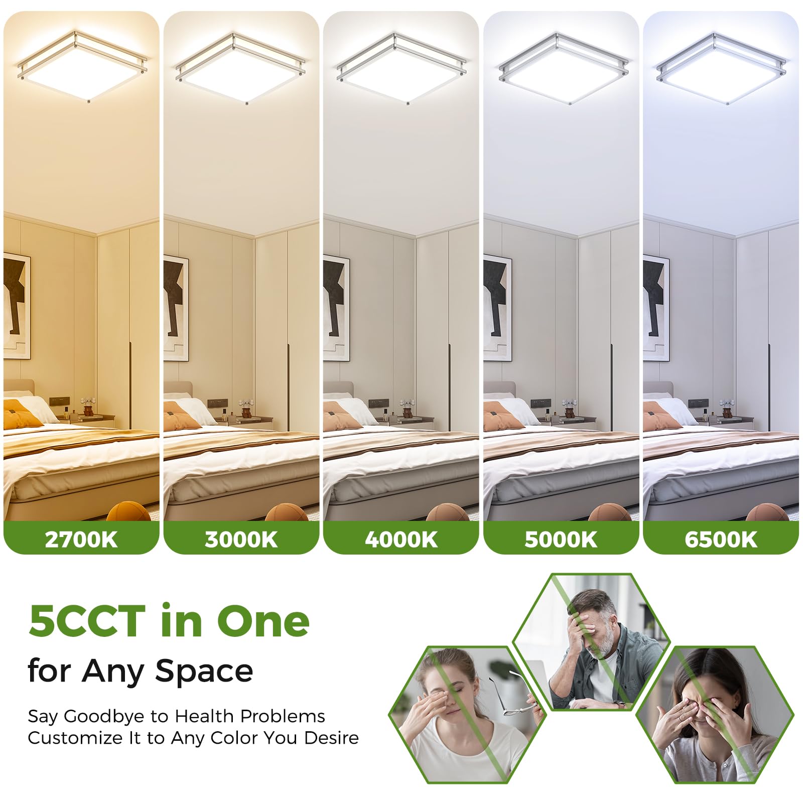 GoBright dimmable ceiling light offering 2700K-6500K color temperatures for any mood.