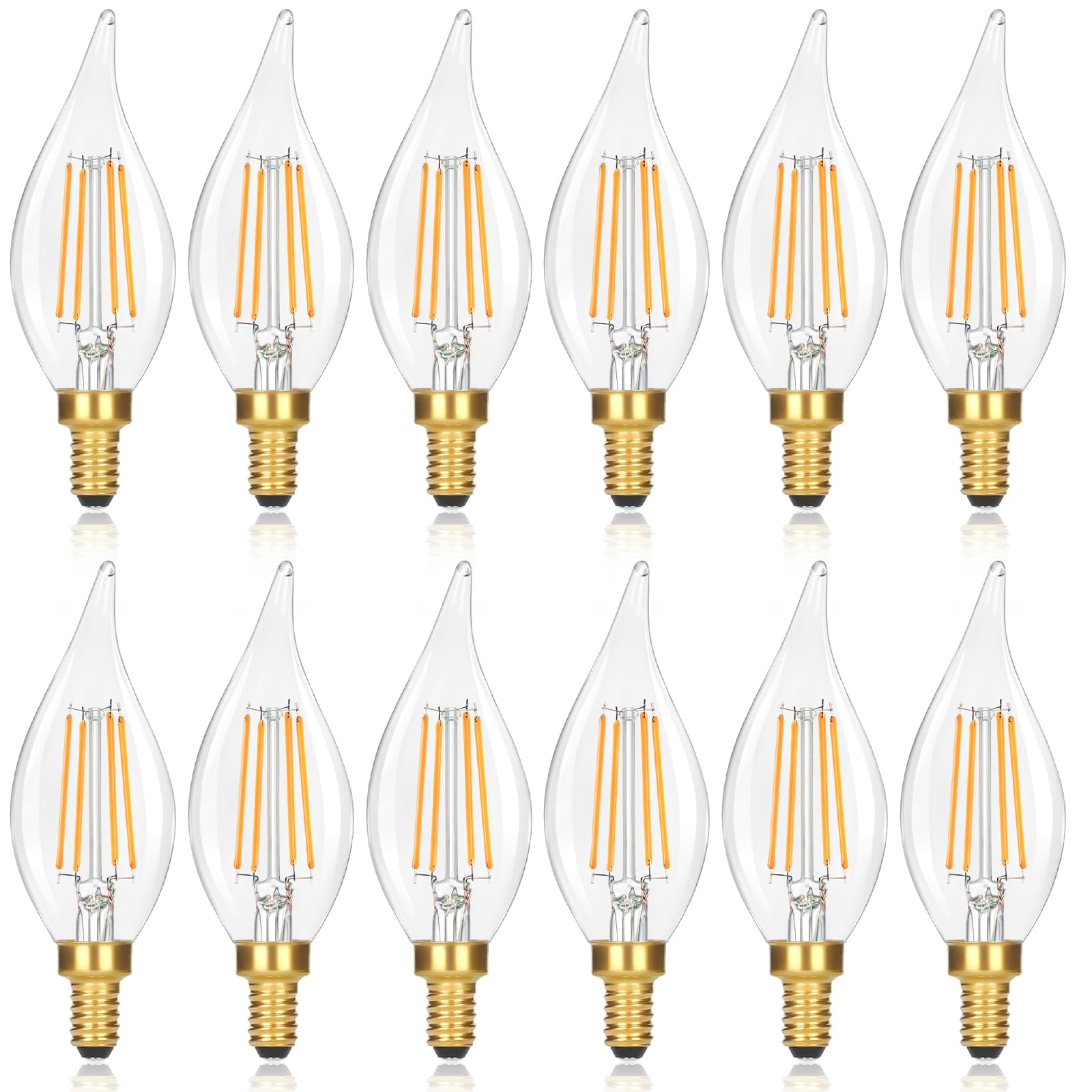 GoBright E12 flame-tip candle bulb adds elegant ambiance with a realistic flame look