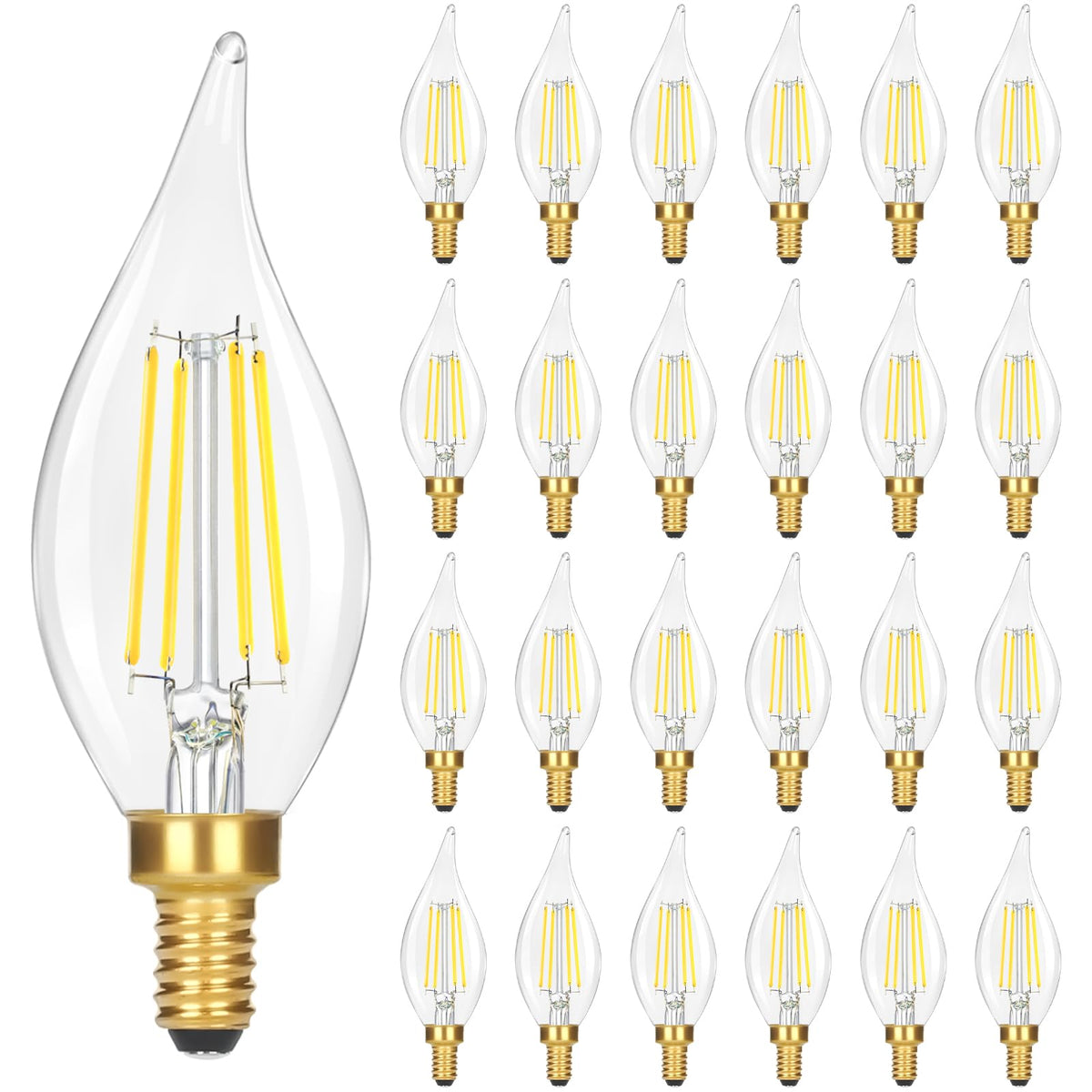 GoBright flame-tip LED candle bulb enhances chandelier lighting and ambiance