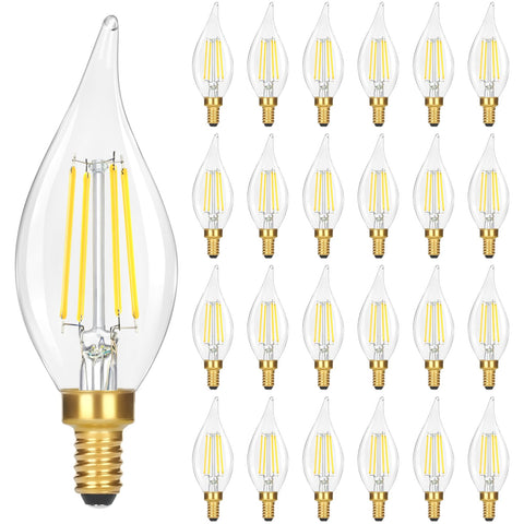 GoBright flame-tip LED candle bulb enhances chandelier lighting and ambiance
