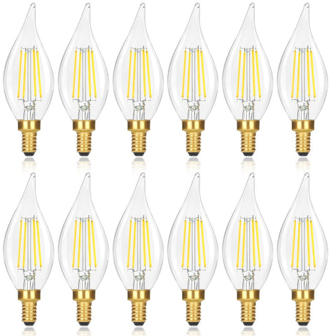 GoBright flame-tip LED candle bulb for elegant chandeliers and ambient lighting.