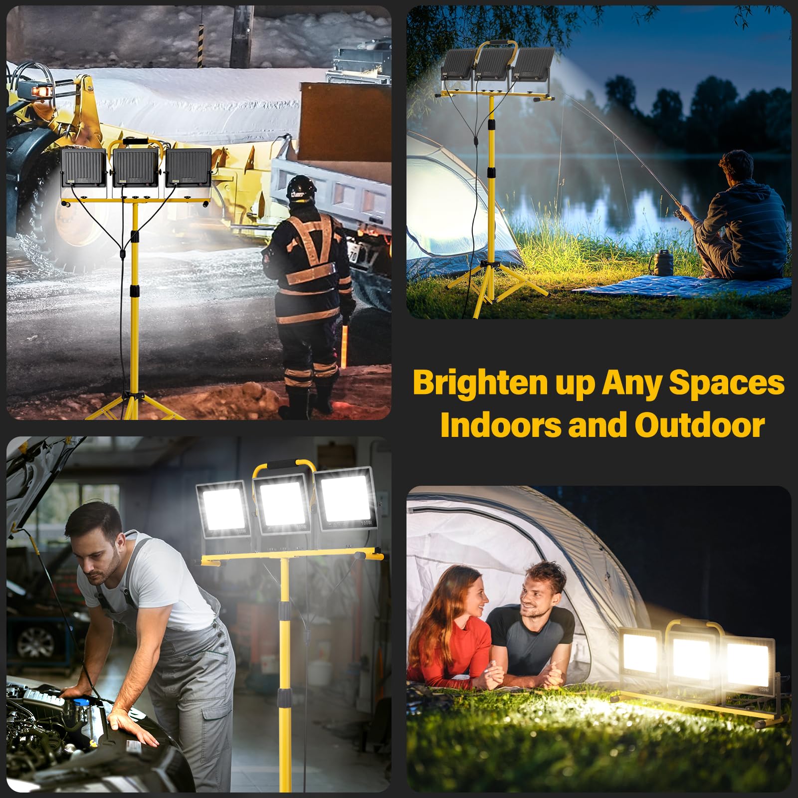 GoBright IP66 waterproof foldable tripod supports rugged, weather-ready lighting.