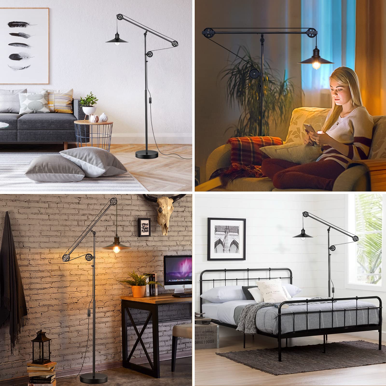 GoBright living room decor ambience with rustic industrial lamp