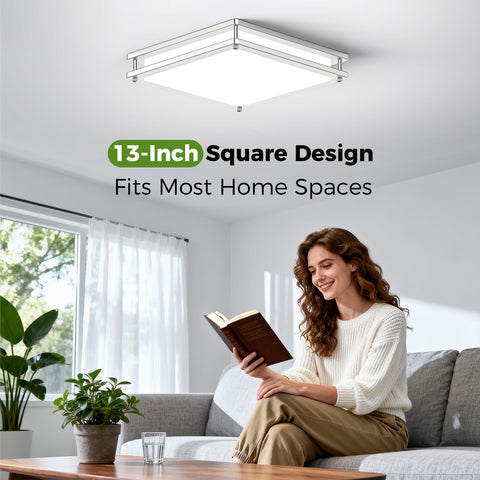 GoBright square-design LED fixture for a modern, clean ceiling look with bright lighting.