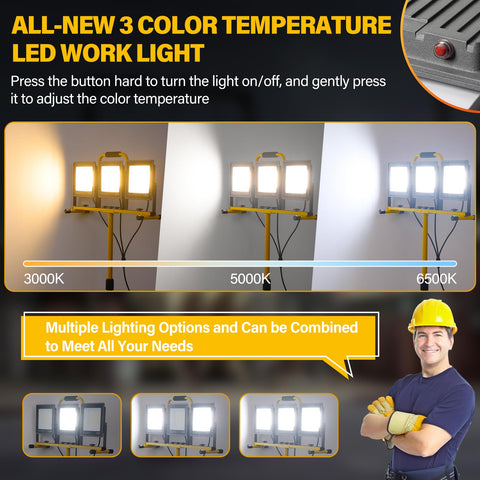 GoBright three-head LED work light with independent switches for versatile setups.