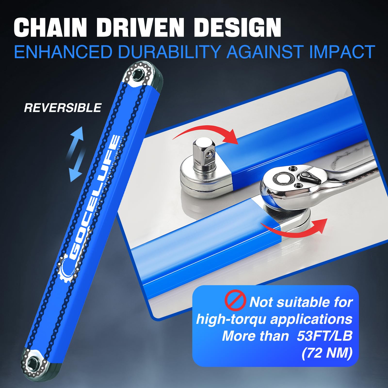 Gocelufe offset extension wrench blue durable steel build for longevity