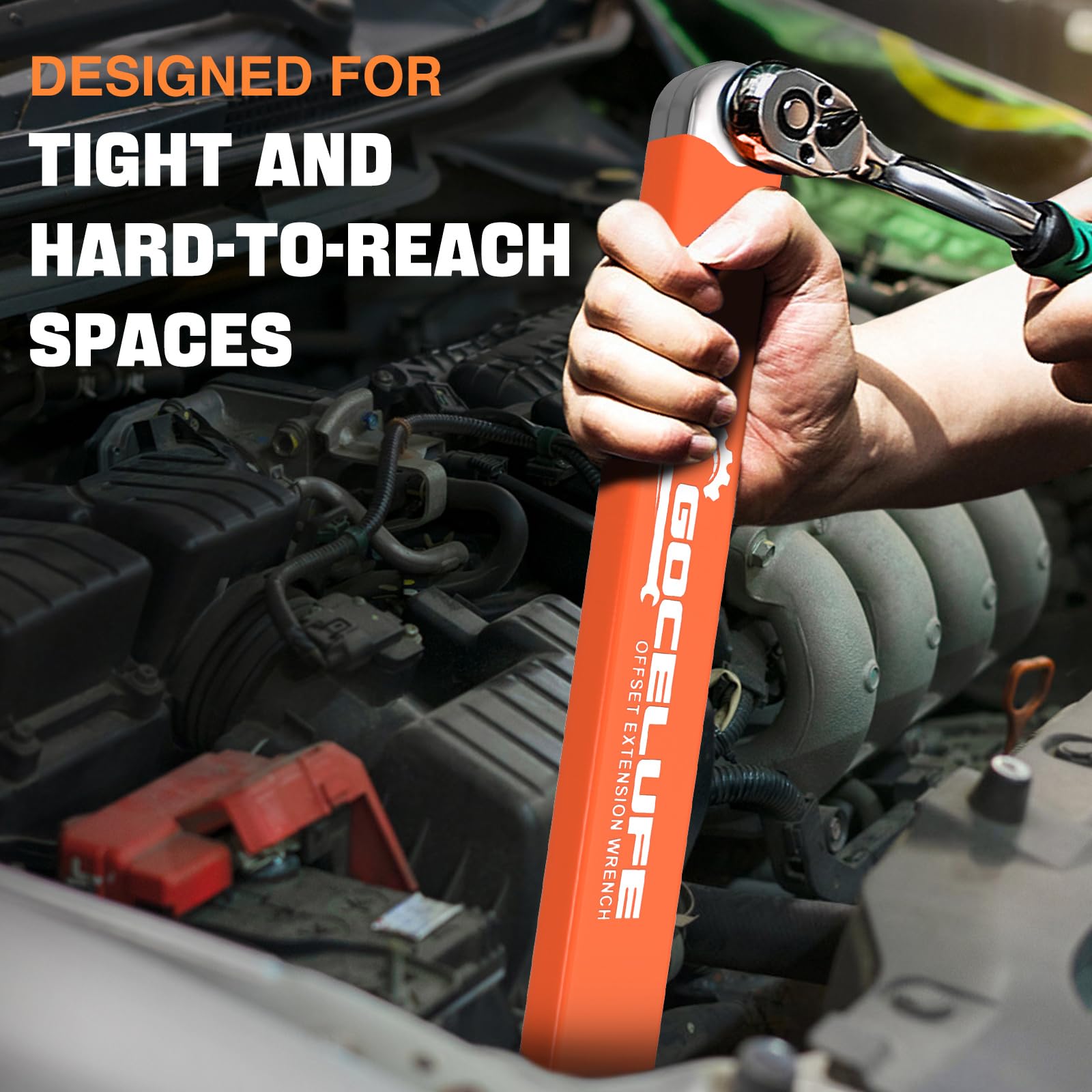 Gocelufe offset extension wrench with a sturdy steel build for durability.