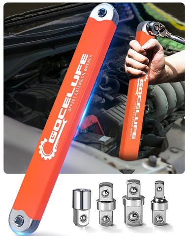 Gocelufe offset extension wrench in a tight space enabling quick access.