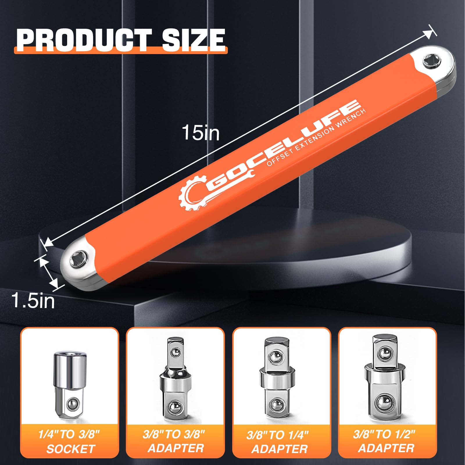 Gocelufe offset extension wrench used for water pumps and brakes.