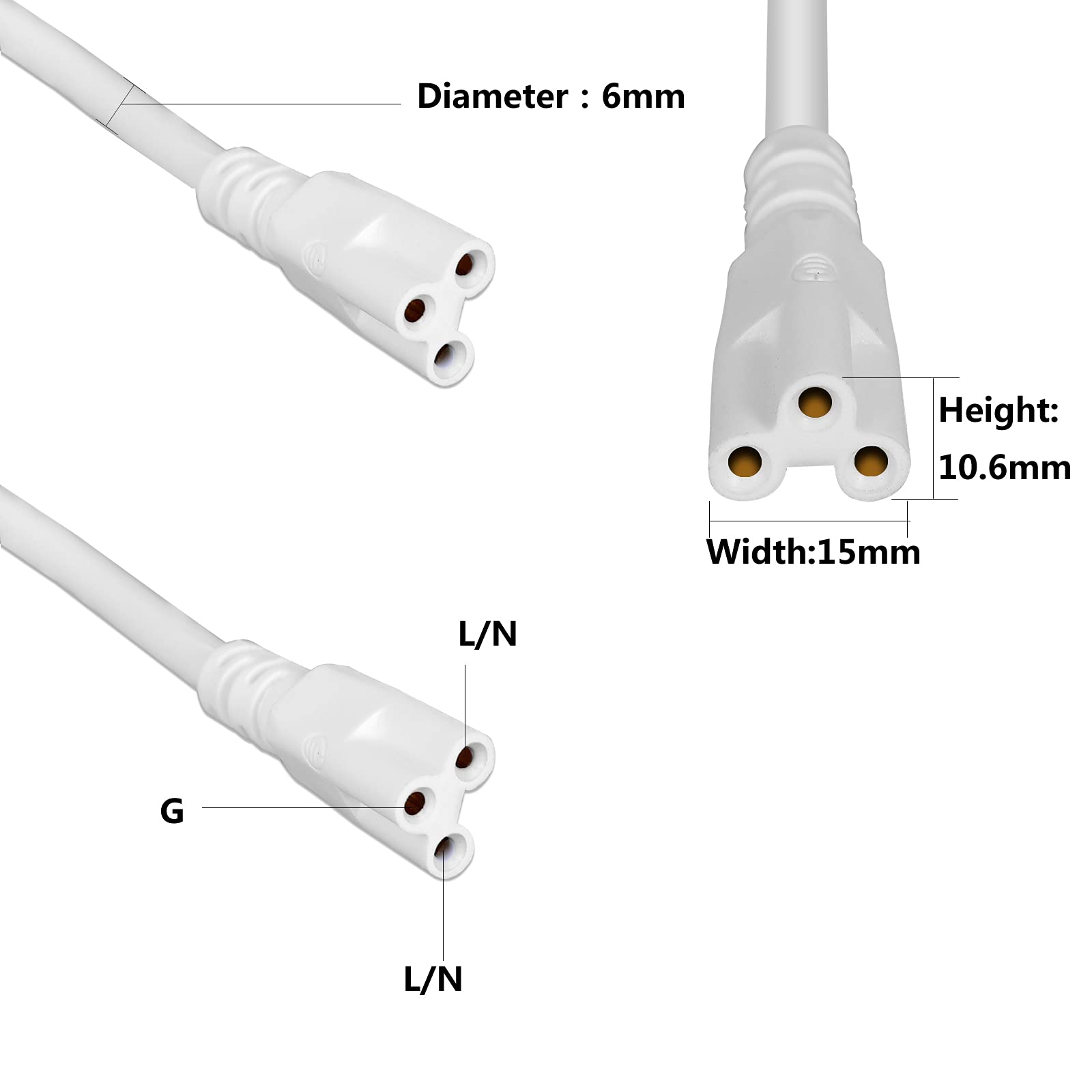 GOCuces 10ft cord offers flexible spacing between LED tubes.