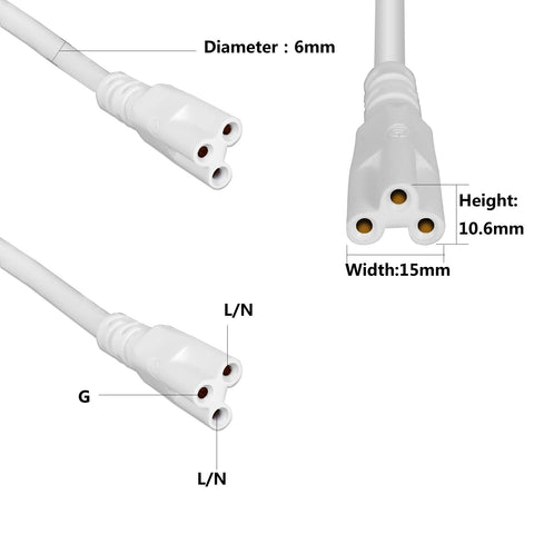 GOCuces 10ft cord offers flexible spacing between LED tubes.