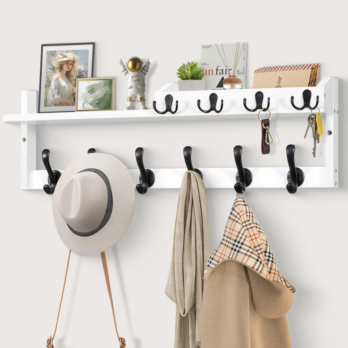 GODDGITT coat rack wall mount shelf for organized entryway storage