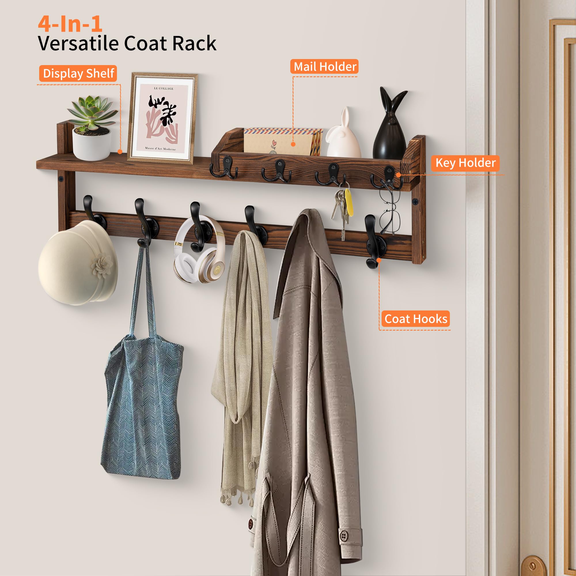 GODDGITT entryway organizer with mail tray and key holder for quick pickups.