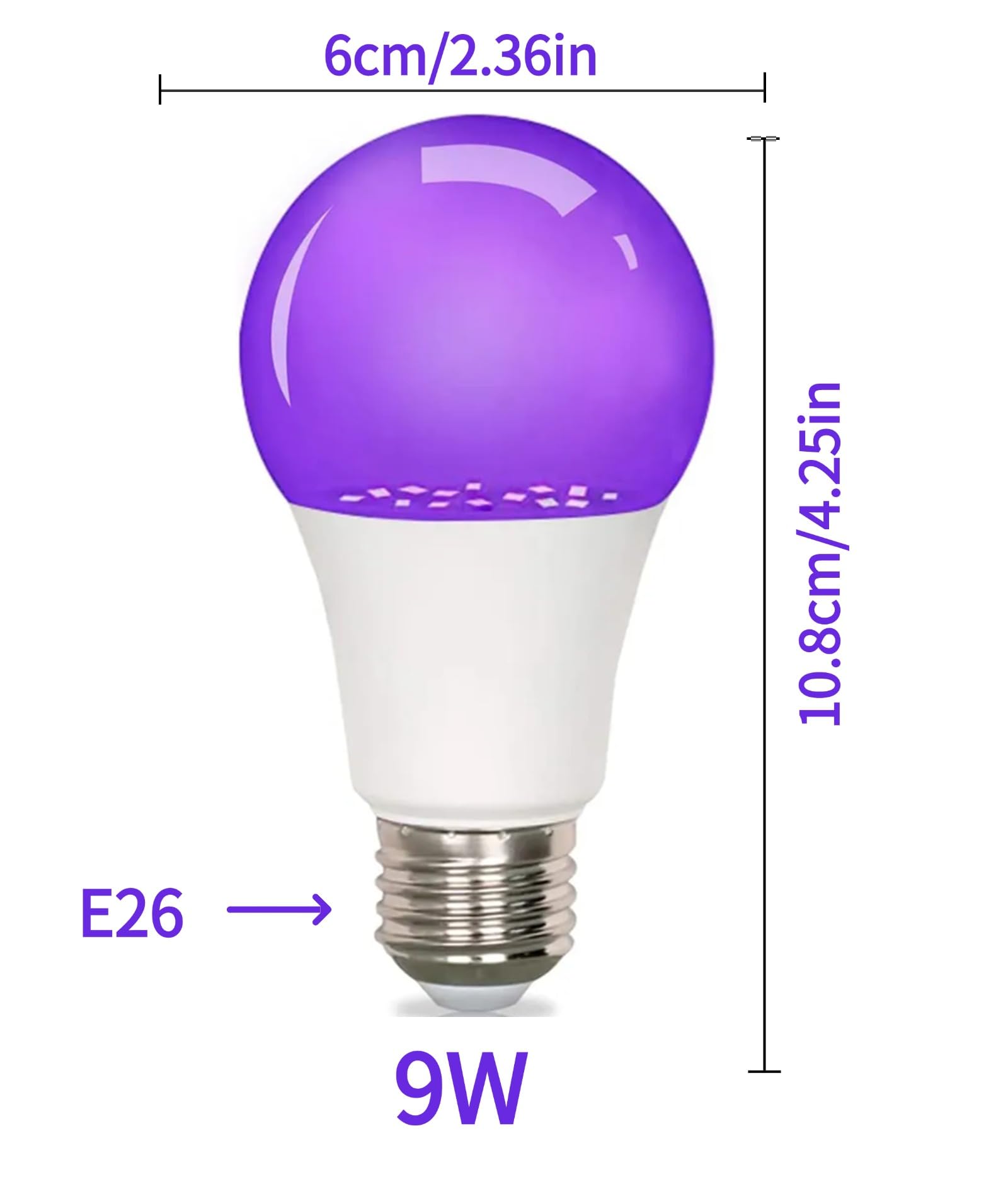 GODUORA 9W LED UV bulb with E26 base for easy install in standard fixtures.