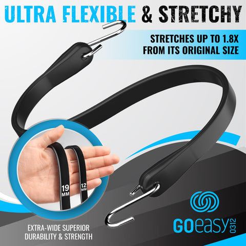 GOEASY0312 rubber bungee cords with 15-inch hooks provide strong hold for roadside gear.