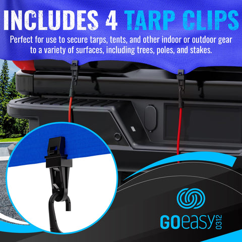 GOEASY0312 tarp clips help secure tarps against wind and weather