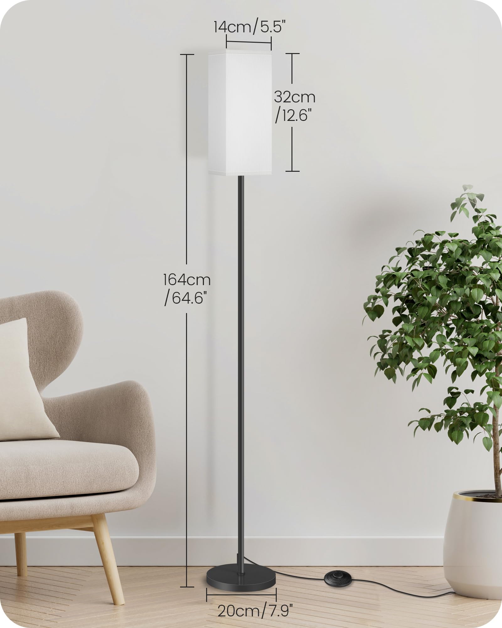 GOEBLESON floor lamp foot switch in action for hands-free control.