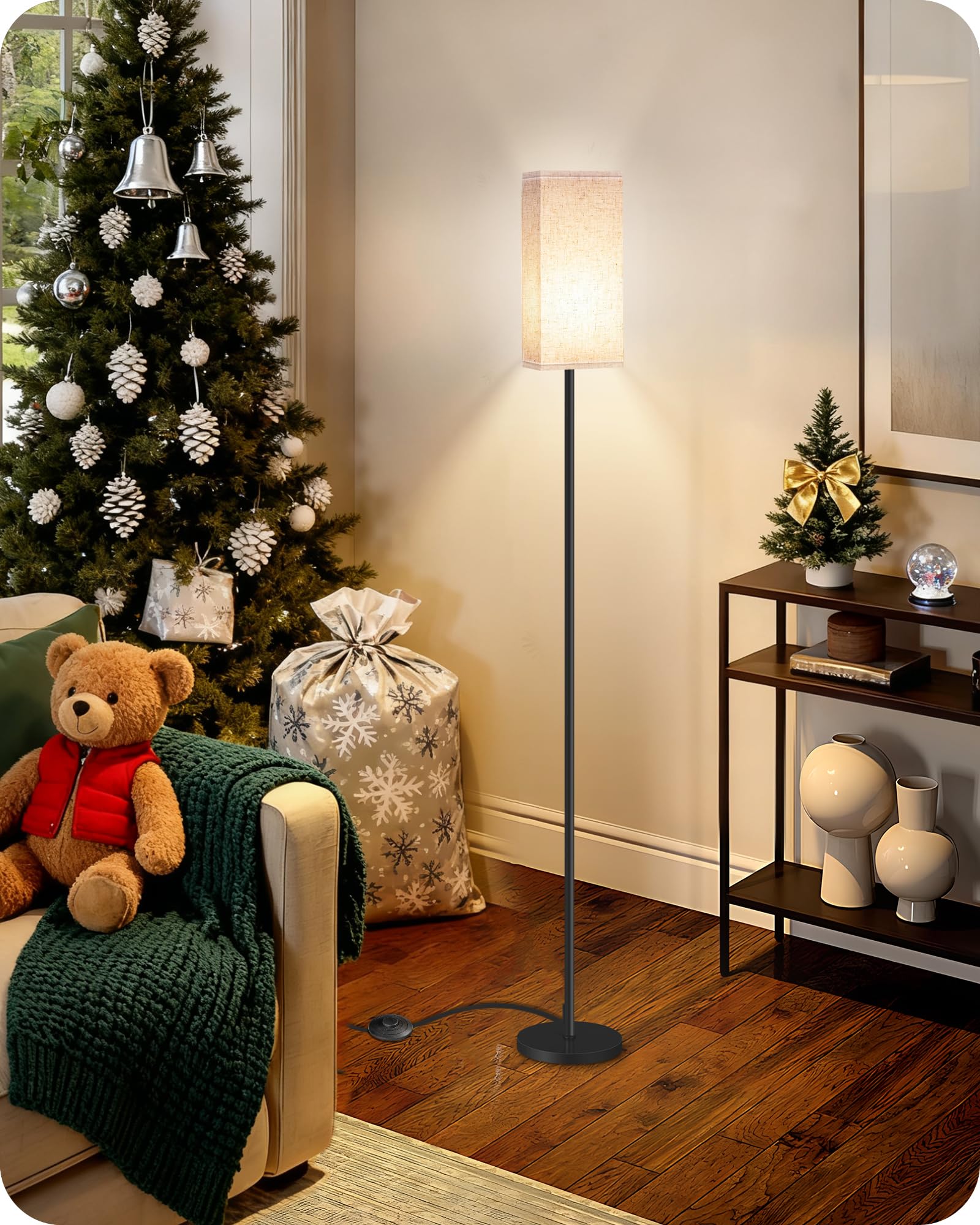 GOEBLESON 2-pack floor lamps with black shade enhance bedroom style