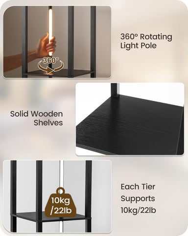 GOEBLESON 4-tier shelves hold books, plants, and devices within easy reach.