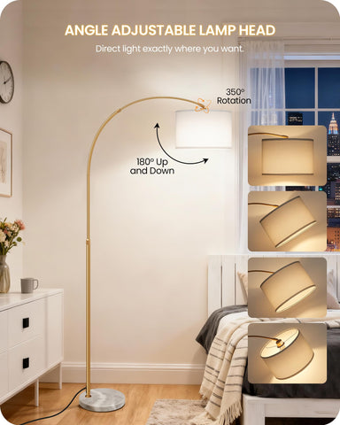 GOEBLESON arc floor lamp rotating head eases light direction control