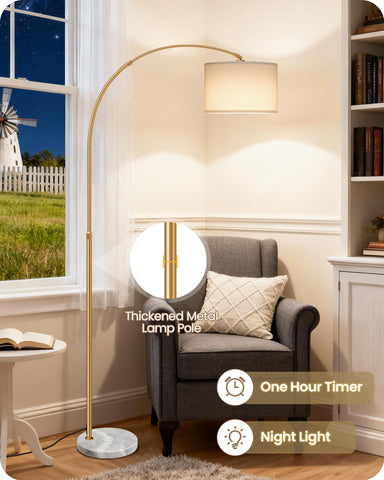 GOEBLESON arc floor lamp thick metal pole for lasting stability