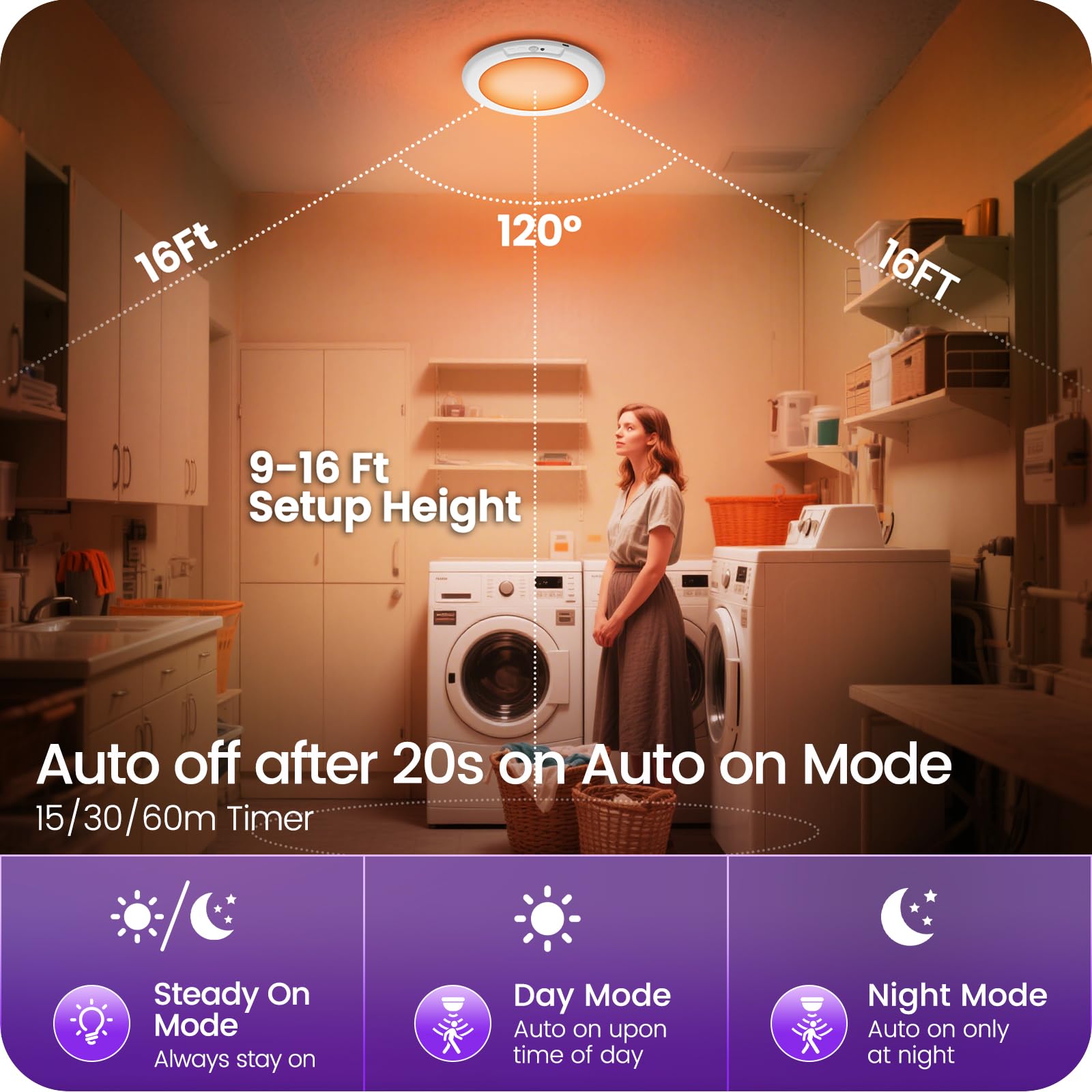 GOEBLESON battery-operated light saves wiring time and installation effort.