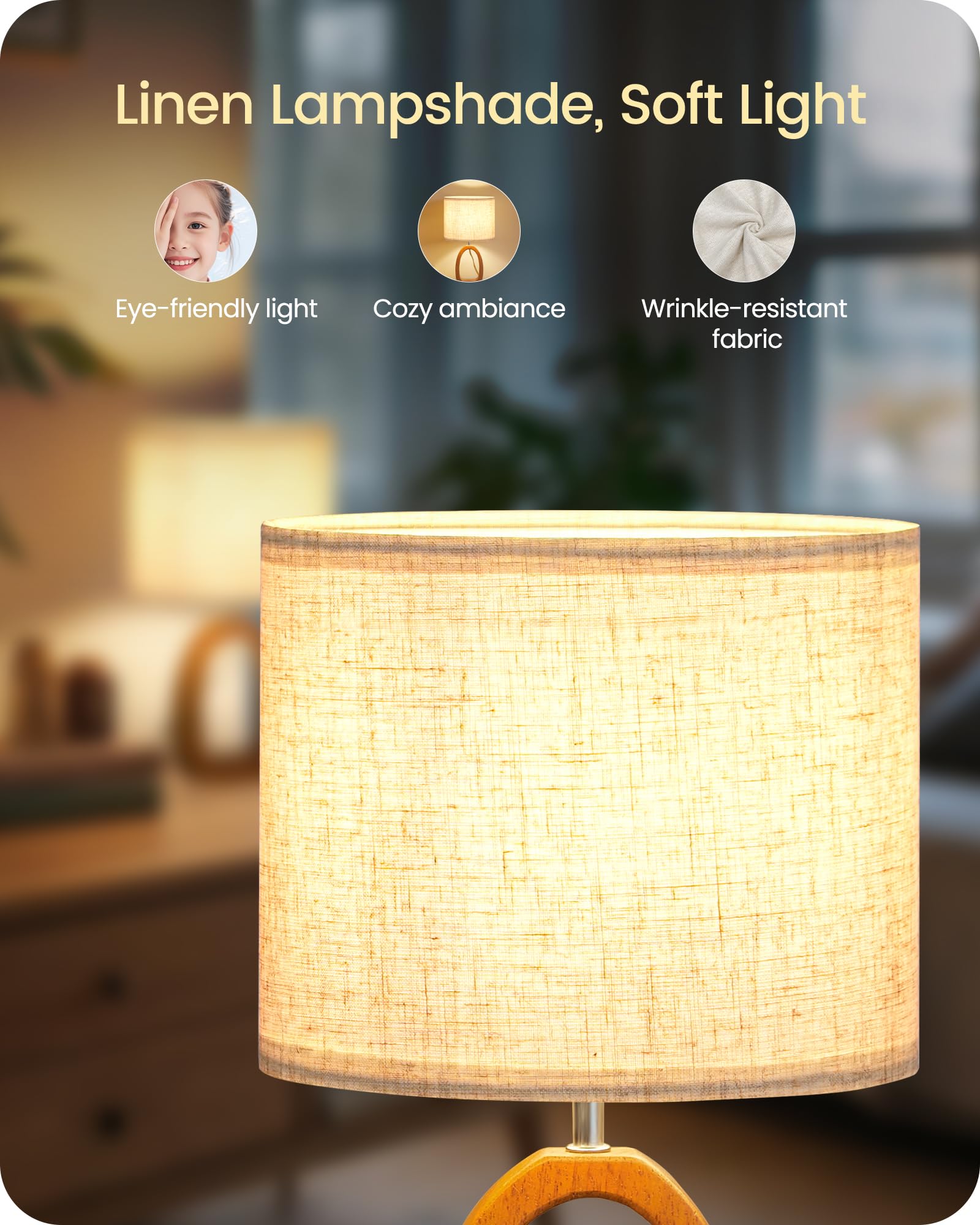 GOEBLESON bedside lamp sized 14-2 inches fits compact spaces