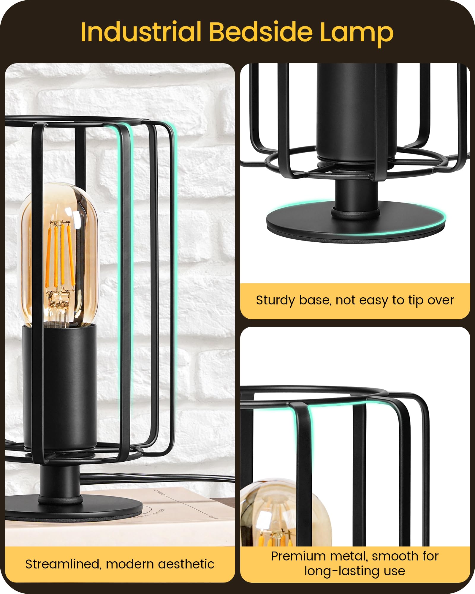 GOEBLESON compact dorm bedside lamp fits tight spaces effortlessly