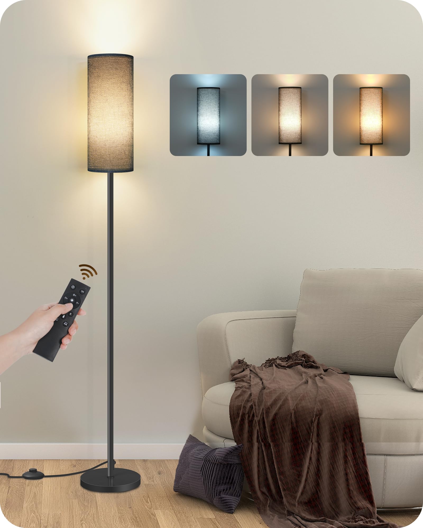 GOEBLESON floor lamp with foot switch for convenient on/off control from the floor
