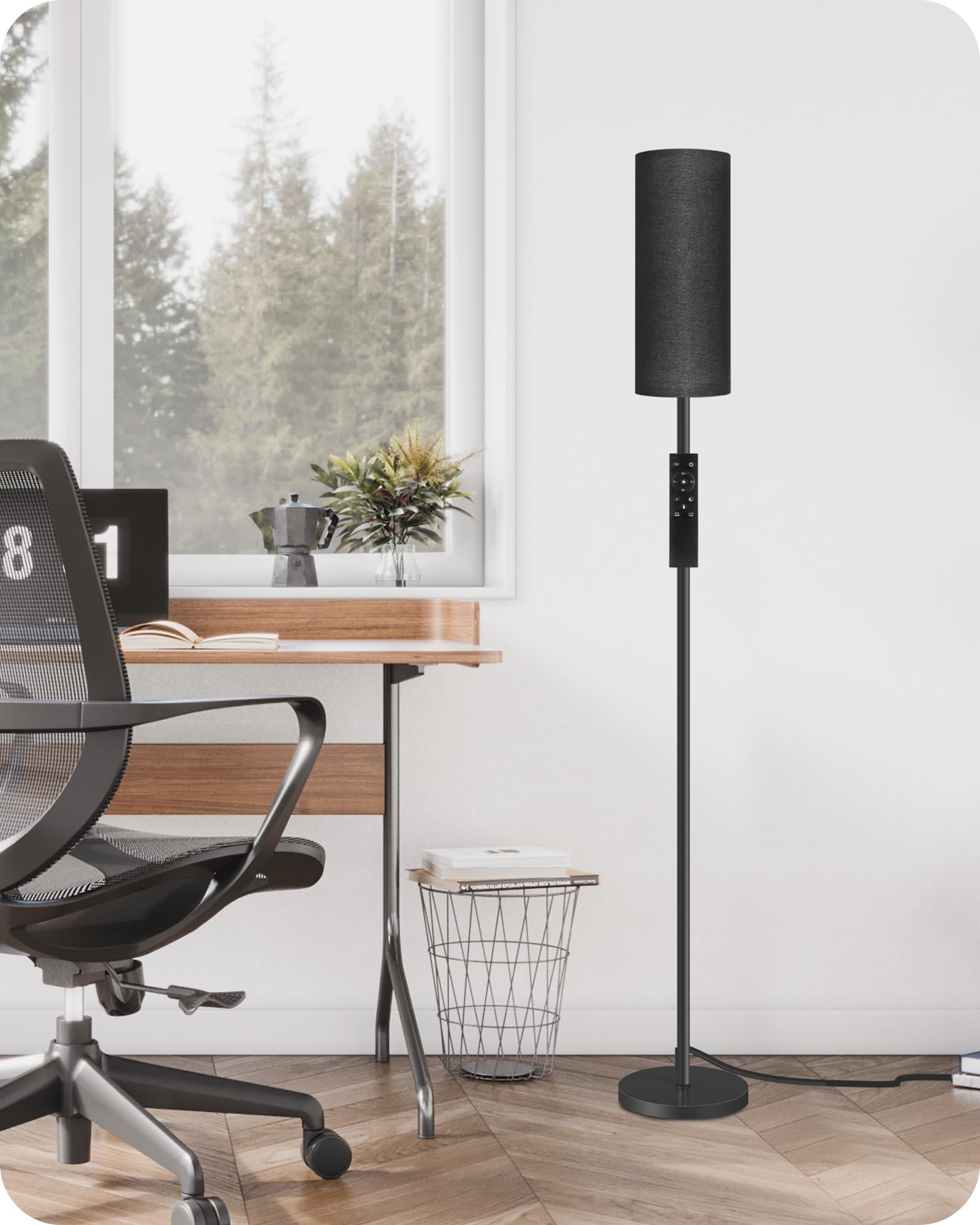 GOEBLESON dimmable floor lamp with remote for easy brightness control from seating area