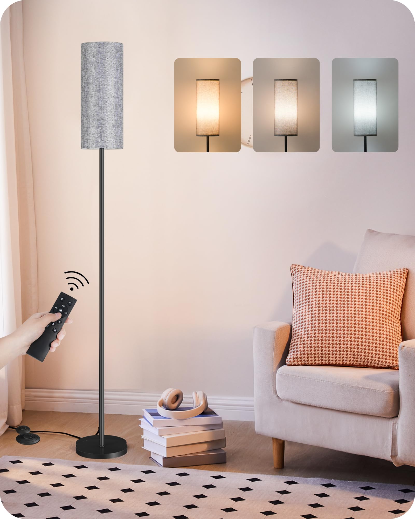 GOEBLESON dimmable floor lamp with remote for easy brightness control in living spaces