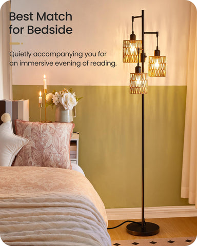 GOEBLESON floor lamp with boho farmhouse style to brighten spaces with elegance.