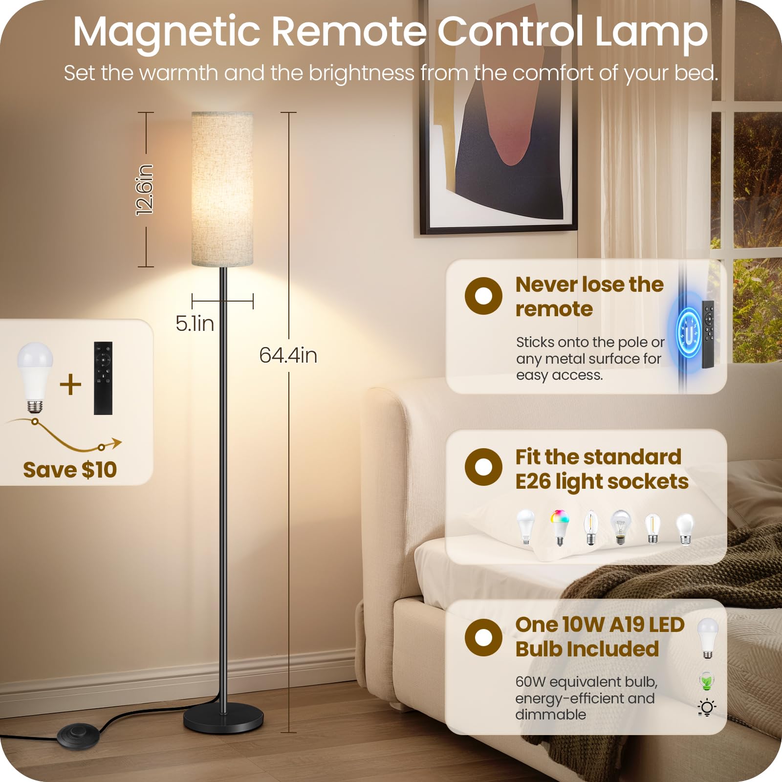 GOEBLESON floor-lamp-dimming-remote enables quick brightness and color control from seating
