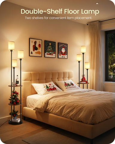 GOEBLESON floor lamp dual-layer shelves display decor beautifully