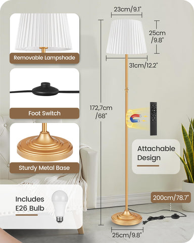 Goebleson floor lamp foot switch offers hands-free control for relaxing evenings or focused work.