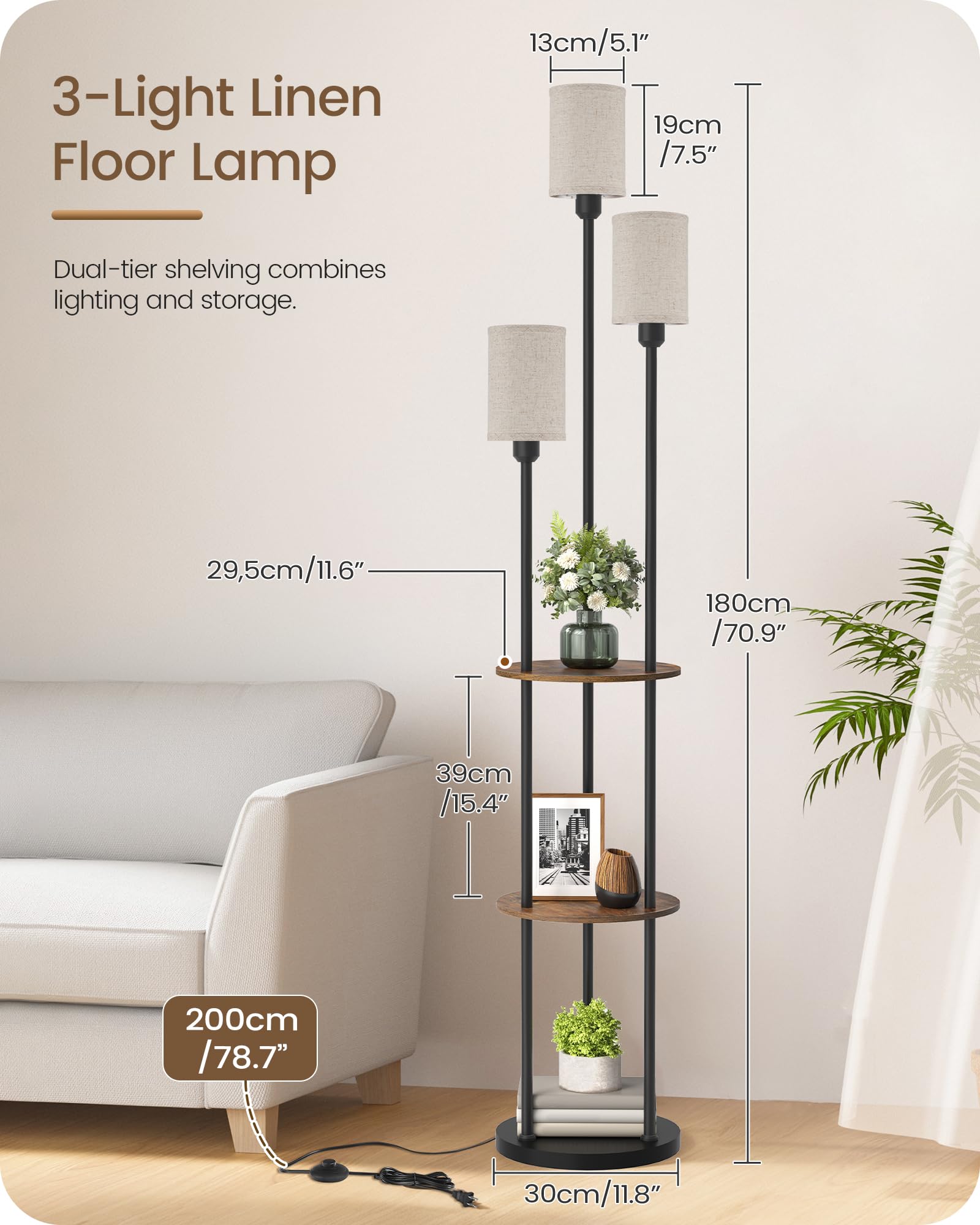 GOEBLESON floor lamp sturdy metal base adds stability in any room